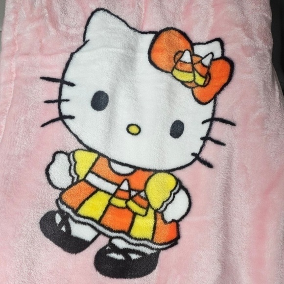 Hello Kitty Spiderweb Pirate Candy Cane Halloween Plush Blanket HTF Viral TikTok - Picture 3 of 4